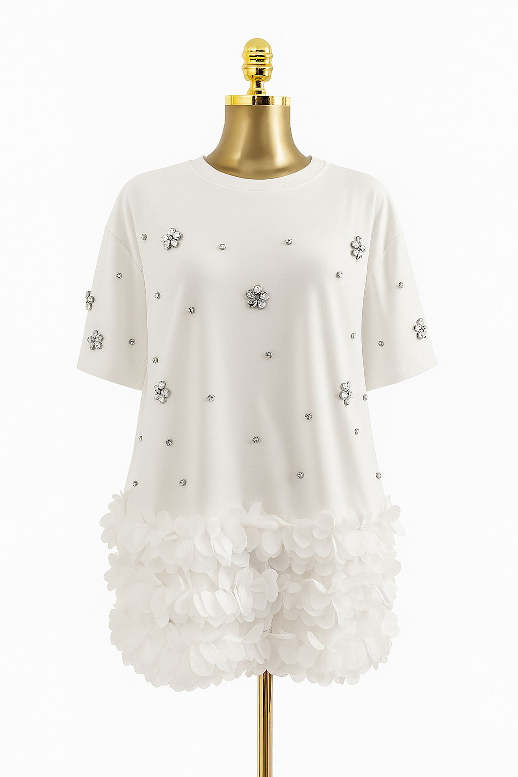 T-shirt blanc perlé -Broderies