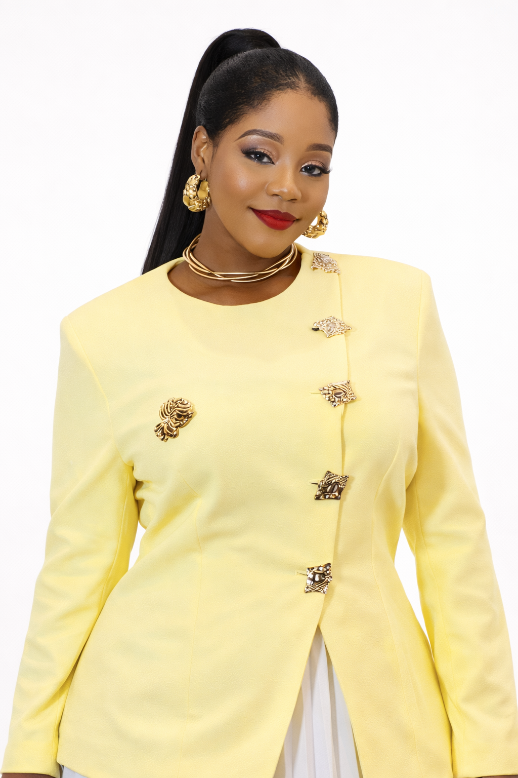 Blazer Couture Jaune Élégance
