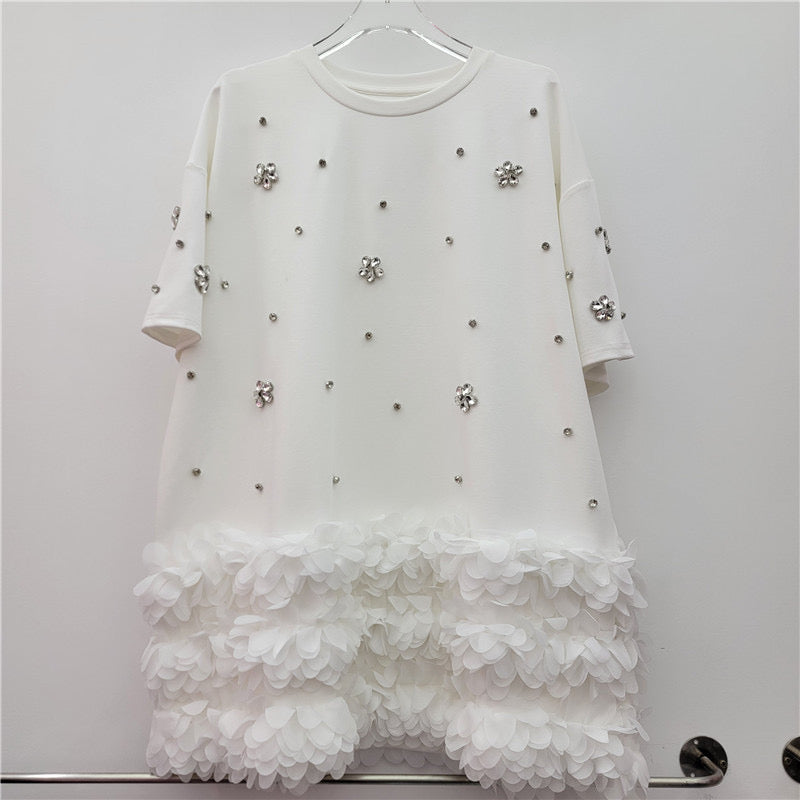 T-shirt blanc perlé -Broderies