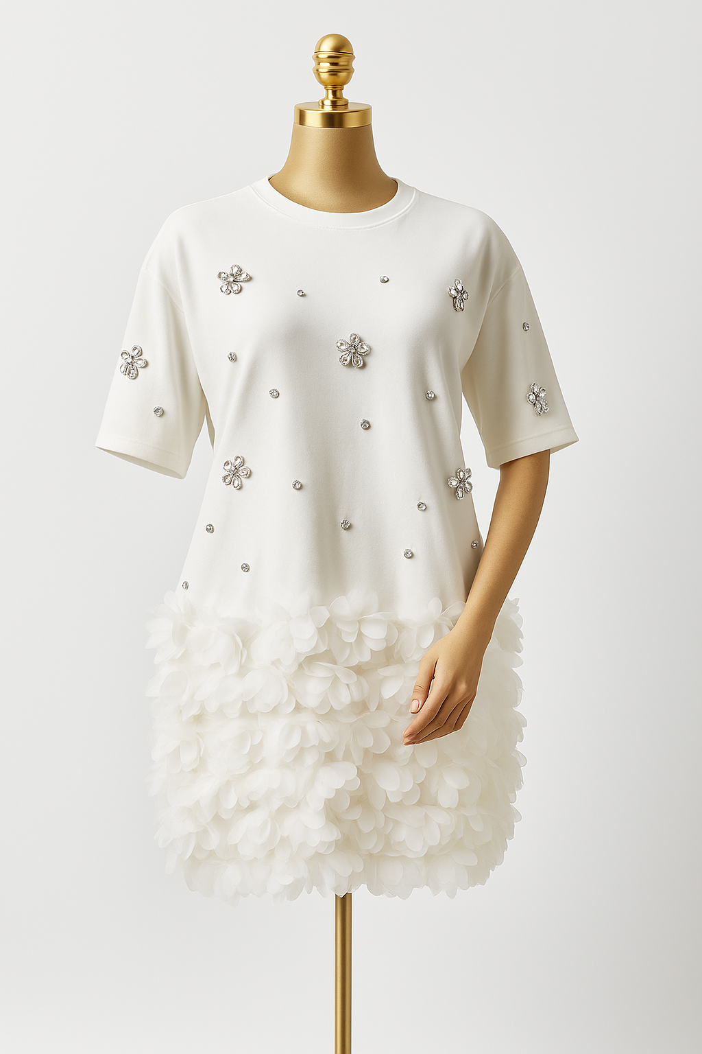 T-shirt blanc perlé -Broderies
