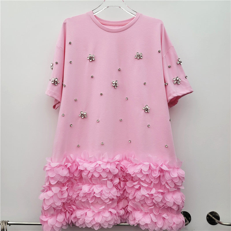 T-shirt blanc perlé -Broderies
