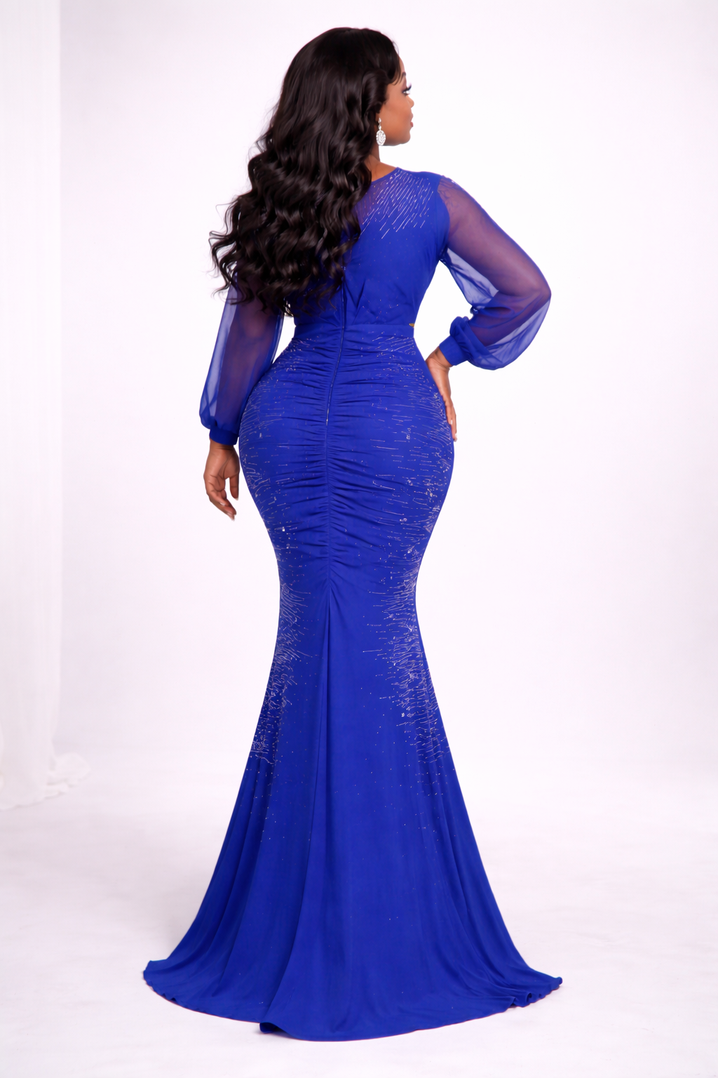 Robe Longue Sirène Royale Bleu Intense – Élégance Couture