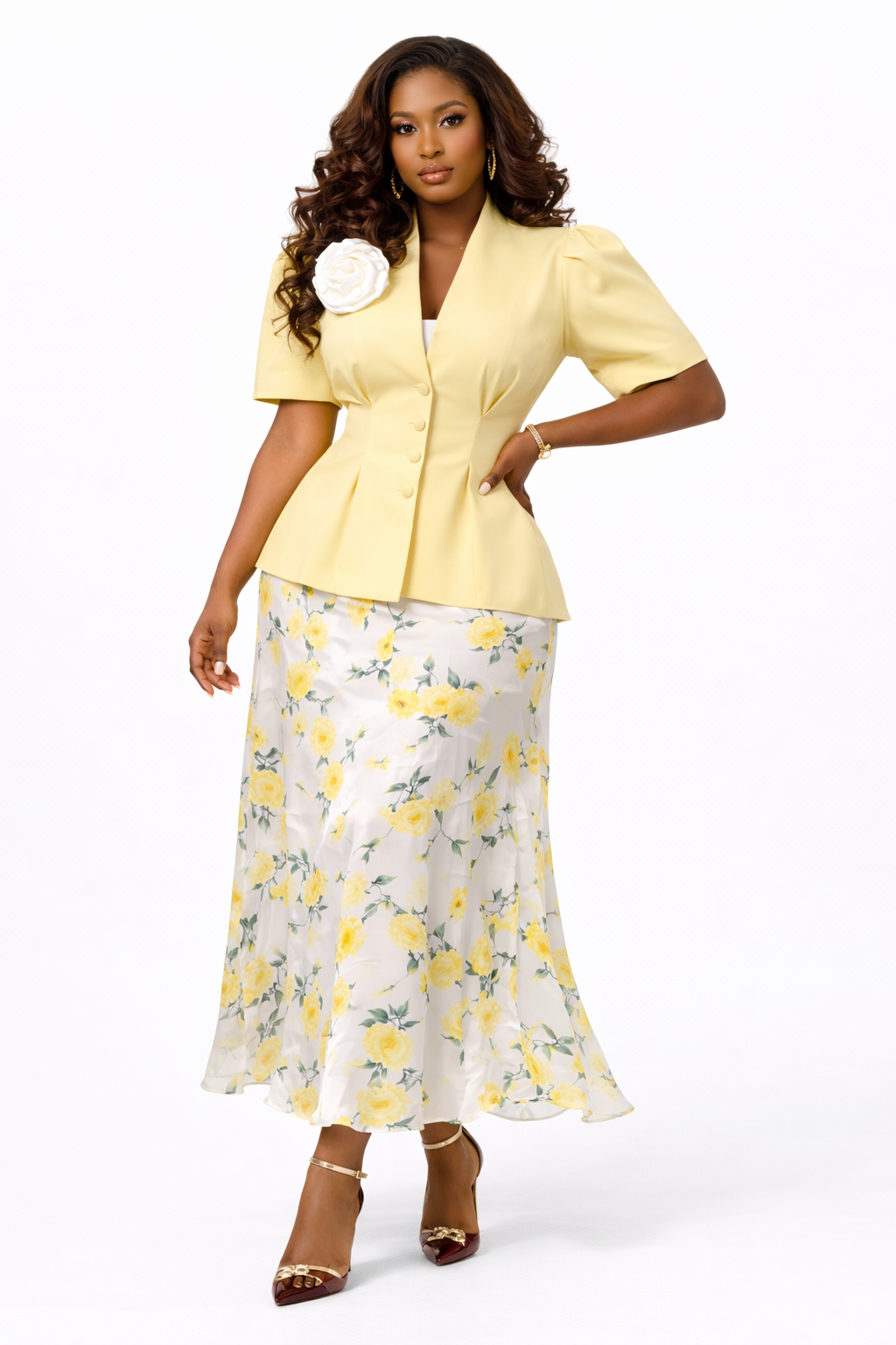 Ensemble Élégance Florale – Jaune Printemps