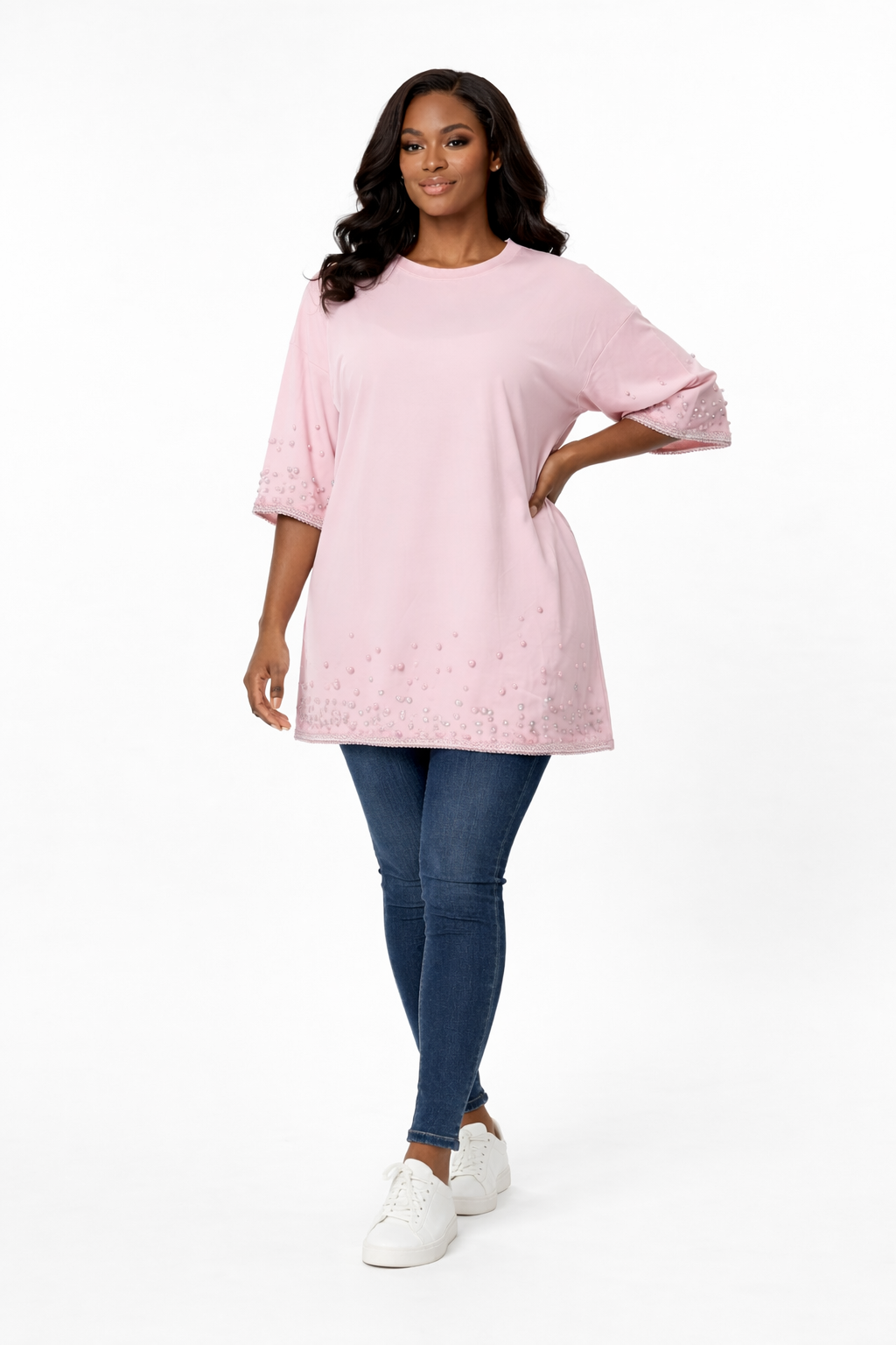 T-shirt Rose Perlé  manches courte – Édition Élégance
