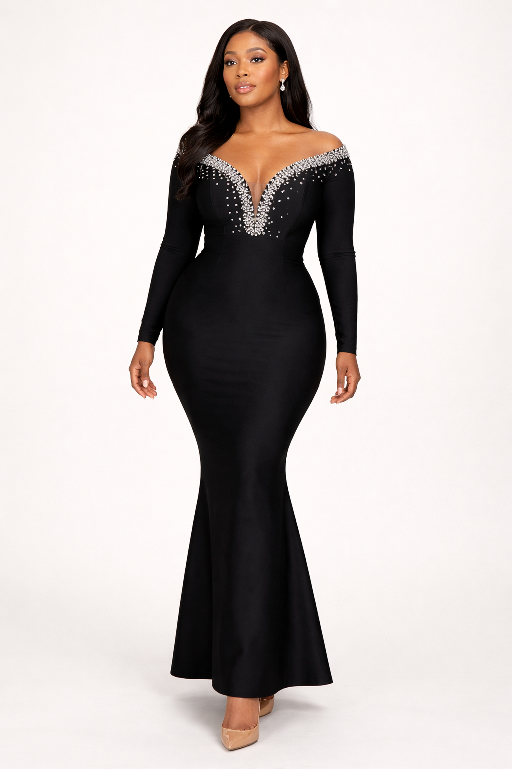 Robe Prestige Élégance – Noir & Cristaux