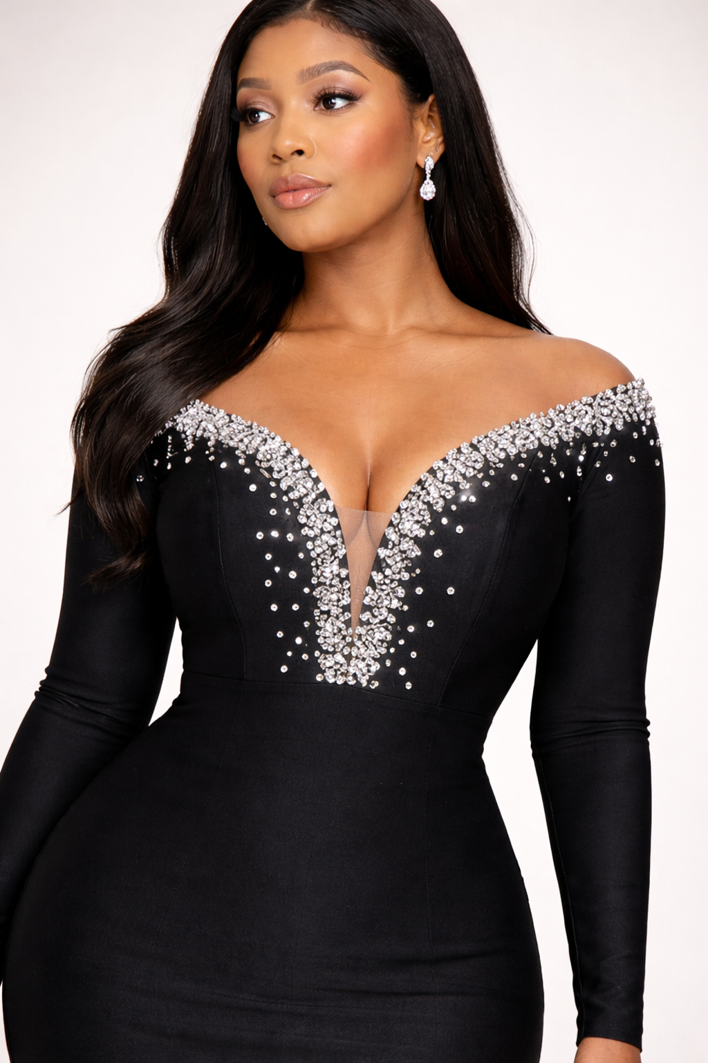 Robe Prestige Élégance – Noir & Cristaux