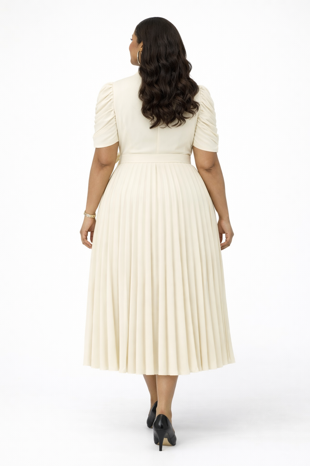 Robe Élégance Plissée Midi -manches courtes ,coupe wrap